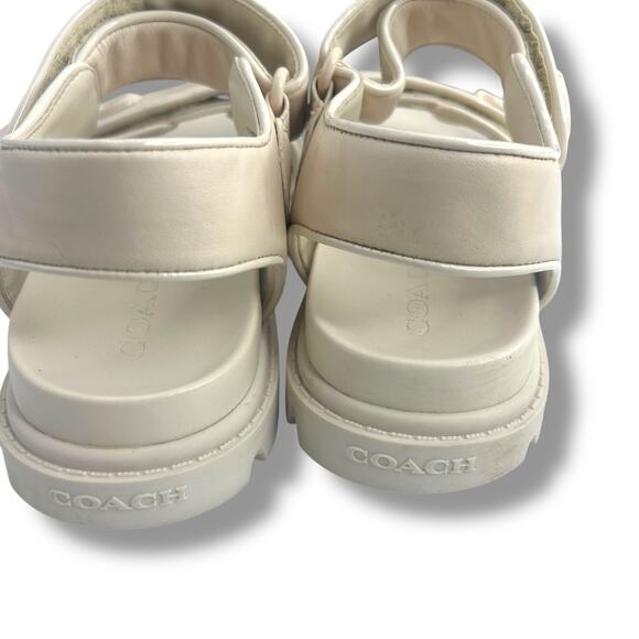 Coach Brynn Platform Buckled Leather Platform Size 5 Ivory White Chunky Flat - Picture 7 of 8